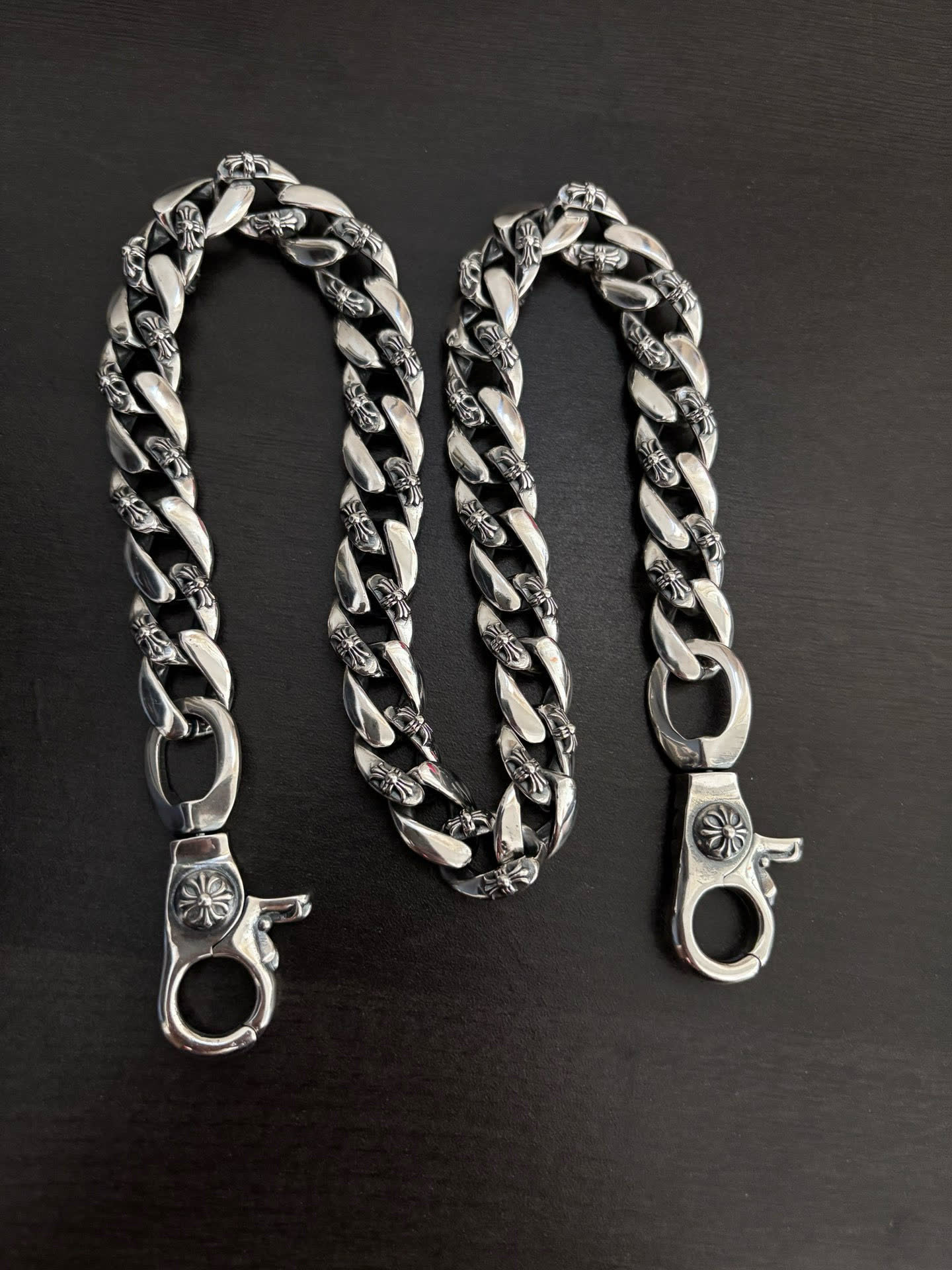 Chrome Hearts Sterling Silver Floral Design Chain Necklace